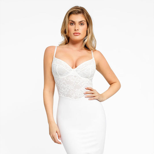 Shapewear Sculpting Lace Corset Midi Slip Dress